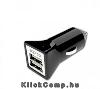 Autós töltő 5V 3.1A 2db USB2.0 Fekete