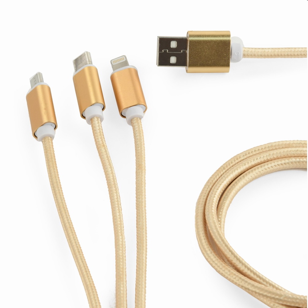Eladó Töltő kábel  3in1 USB-A-ról USB-C, microUSB, Lightning 1m Gembird - olcsó, Új Eladó - Miskolc ( Borsod-Abaúj-Zemplén ) fotó