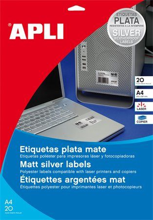 Eladó Már csak volt!!! Etikett, 63,5x29,6 mm, poliészter, időjárásálló, kerekített sarkú, APLI, ezüst, - olcsó, Új Eladó Már csak volt!!! - Miskolc ( Borsod-Abaúj-Zemplén ) fotó