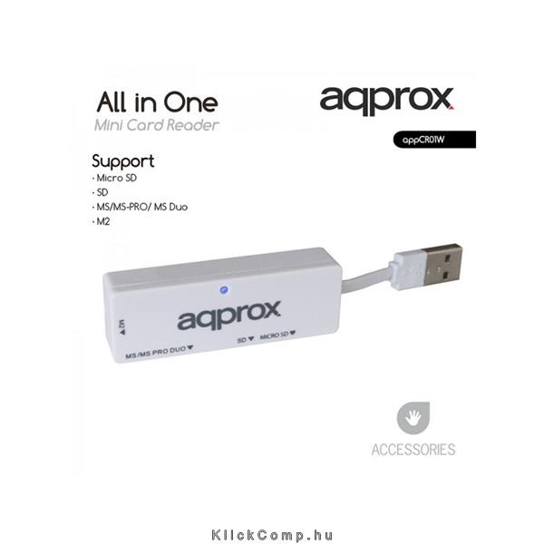 Eladó Már csak volt!!! Mini kártyaolvasó All-in-one (Micro SD  SD  MS MS-PRO  MSDuo  M2) Fehér APPROX A - olcsó, Új Eladó Már csak volt!!! - Miskolc ( Borsod-Abaúj-Zemplén ) fotó