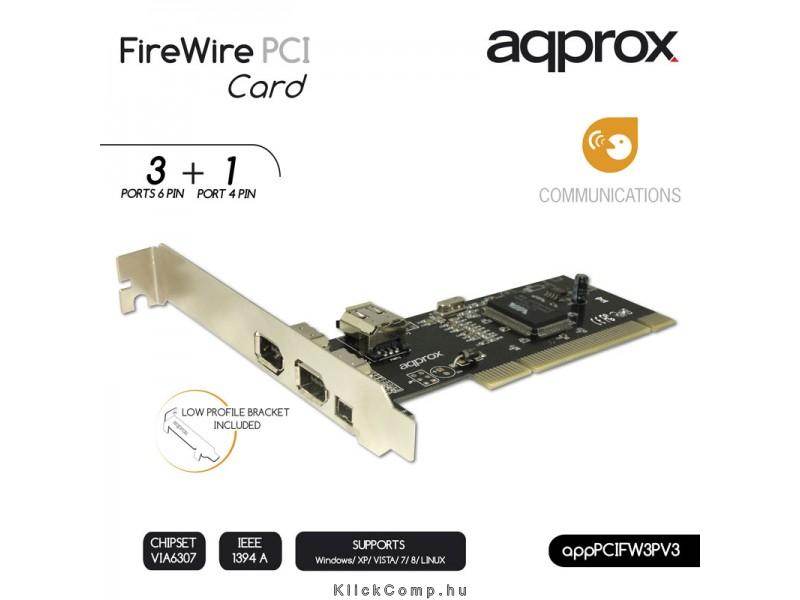 Eladó Már csak volt!!! Firewire 3 port PCI Kártya APPROX - olcsó, Új Eladó Már csak volt!!! - Miskolc ( Borsod-Abaúj-Zemplén ) fotó