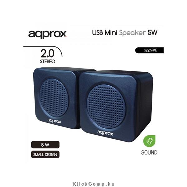 Eladó Már csak volt!!! Mini Hangszóró Szett 2.0 5W (3.5mm - USB) Fekete APPROX APPSPAE - olcsó, Új Eladó Már csak volt!!! - Miskolc ( Borsod-Abaúj-Zemplén ) fotó