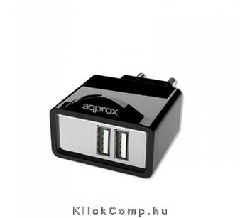 Eladó Már csak volt!!! Telefon töltő 5V 2.1A 2db USB Fekete Univerzális - olcsó, Új Eladó Már csak volt!!! - Miskolc ( Borsod-Abaúj-Zemplén ) fotó