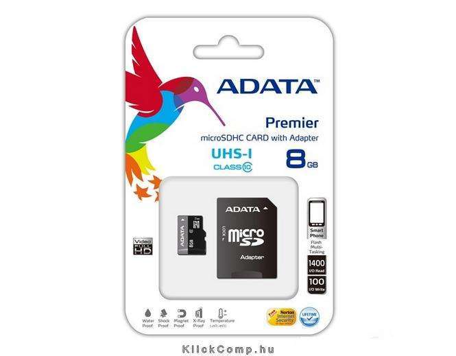 Eladó Már csak volt!!! 8GB SD micro SDHC Class 10 UHS-I memória kártya adapterrel - olcsó, Új Eladó Már csak volt!!! - Miskolc ( Borsod-Abaúj-Zemplén ) fotó