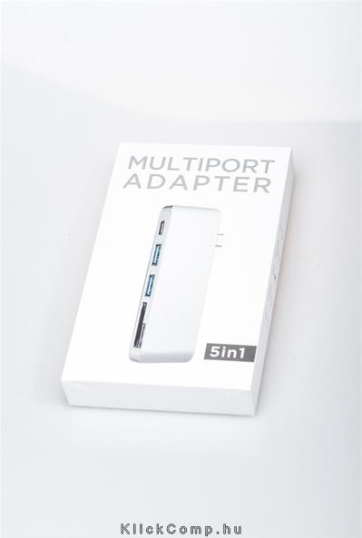 Eladó Már csak volt!!! Kábel Átalakító USB-C - Multiport ezüst; USB-C apa - 2xUSB3.0 USB-C anya; SD mic - olcsó, Új Eladó Már csak volt!!! - Miskolc ( Borsod-Abaúj-Zemplén ) fotó