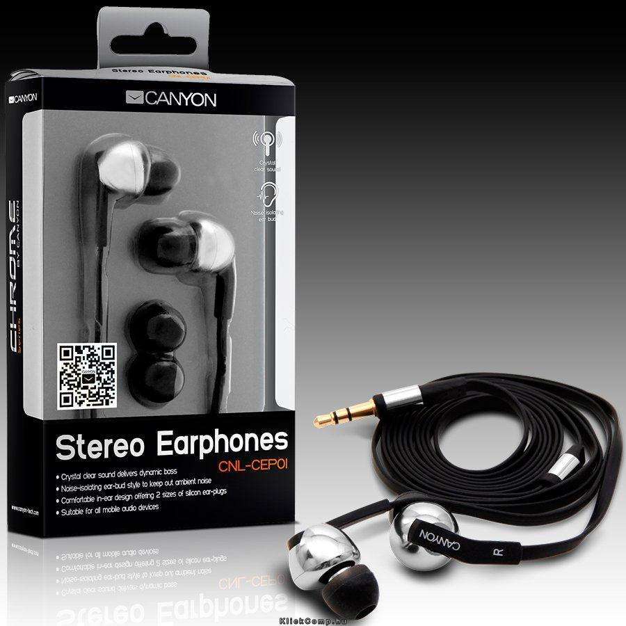 Eladó Már csak volt!!! Headphones CANYON CNL-CEP01 (Cable) Chrome Black, Ret. (Blister) - olcsó, Új Eladó Már csak volt!!! - Miskolc ( Borsod-Abaúj-Zemplén ) fotó