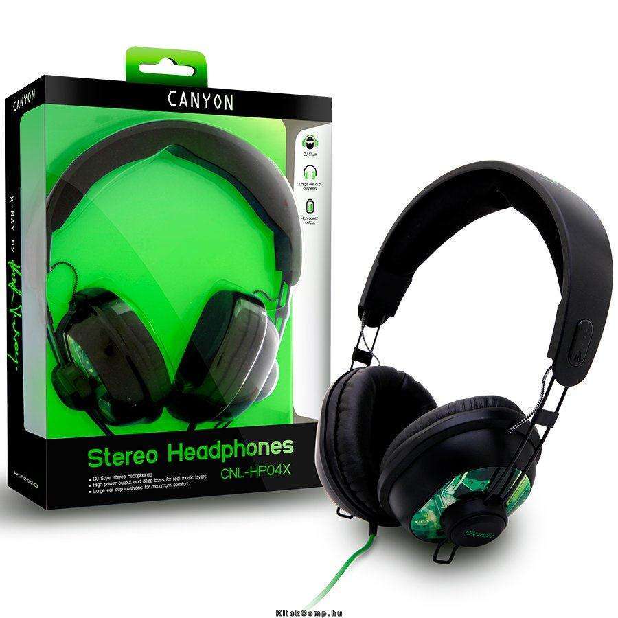 Eladó Már csak volt!!! Headphones CANYON CNL-HP04 X-ray (Dynamic, 20Hz-20kHz, Cable, 1.8m) Black Green, - olcsó, Új Eladó Már csak volt!!! - Miskolc ( Borsod-Abaúj-Zemplén ) fotó