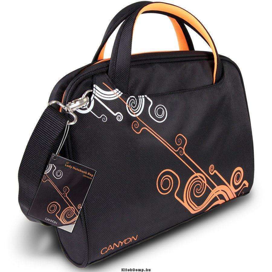 Eladó Már csak volt!!! Laptop Case CANYON Lady Handbag for up to 12" laptop, Nylon, Black Orange - olcsó, Új Eladó Már csak volt!!! - Miskolc ( Borsod-Abaúj-Zemplén ) fotó
