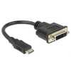 Adapter HDMI Mini-C male > DVI 24Plus5 female 20cm Delock fekete