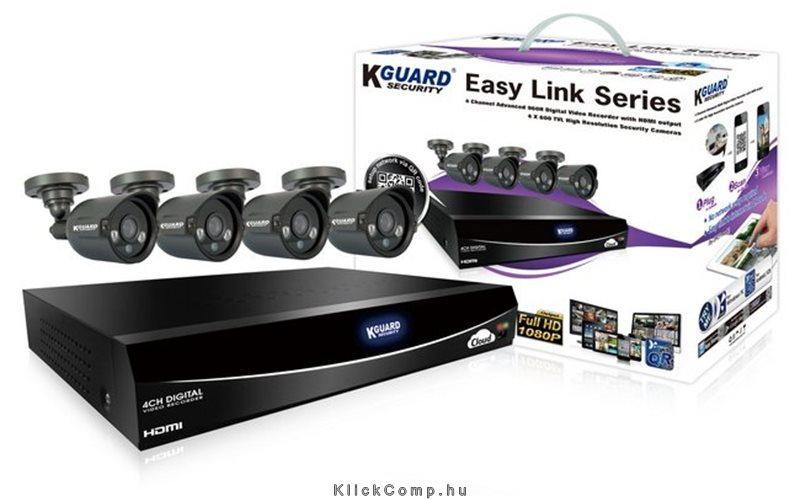 Eladó Már csak volt!!! KGuard megfigyelőrendszer szett, EL421 DVR 960H 100fps, Cloud, QR kód, Plus4db k - olcsó, Új Eladó Már csak volt!!! - Miskolc ( Borsod-Abaúj-Zemplén ) fotó