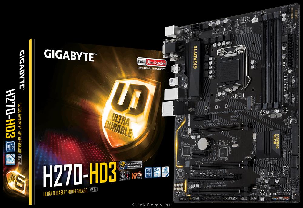Eladó Már csak volt!!! Alaplap H270 s1151 Gigabyte GA-H270-HD3 - olcsó, Új Eladó Már csak volt!!! - Miskolc ( Borsod-Abaúj-Zemplén ) fotó