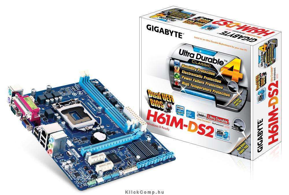 Eladó Már csak volt!!! Gigabyte H61M-DS2 3.0 Intel H61 LGA1155 mATX alaplap - olcsó, Új Eladó Már csak volt!!! - Miskolc ( Borsod-Abaúj-Zemplén ) fotó