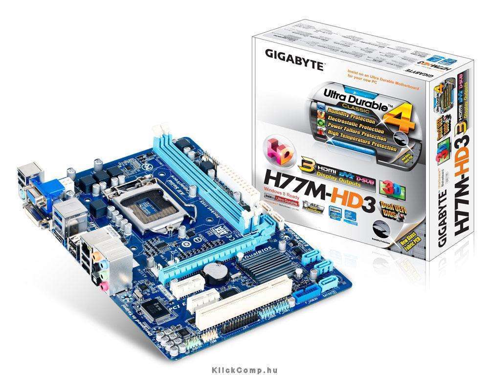 Eladó Már csak volt!!! Gigabyte H77M-HD3 Intel H77 LGA1155 mATX alaplap - olcsó, Új Eladó Már csak volt!!! - Miskolc ( Borsod-Abaúj-Zemplén ) fotó