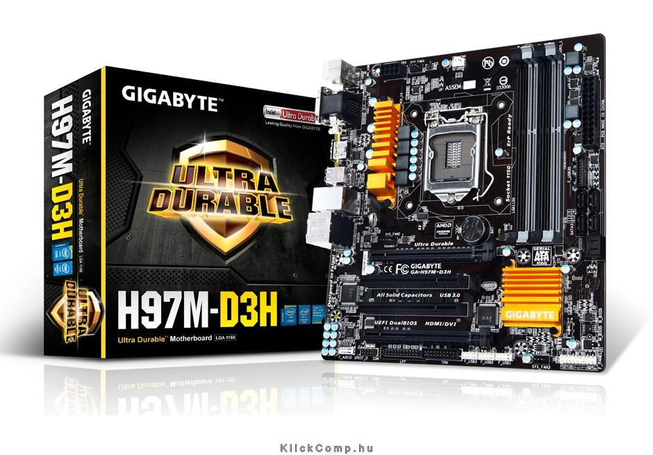 Eladó Már csak volt!!! Alaplap H97M-D3H skt1150 H97 4xDDR3 1600MHz RAID 2xPCI-E 1xGBE LAN 6xSATA3 8xUSB - olcsó, Új Eladó Már csak volt!!! - Miskolc ( Borsod-Abaúj-Zemplén ) fotó