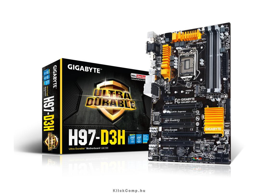 Eladó Már csak volt!!! Alaplap H97-D3H skt1150 H97 4xDDR3 1600MHz RAID 2xPCI-E 1xGBE LAN 6xSATA3 8xUSB2 - olcsó, Új Eladó Már csak volt!!! - Miskolc ( Borsod-Abaúj-Zemplén ) fotó