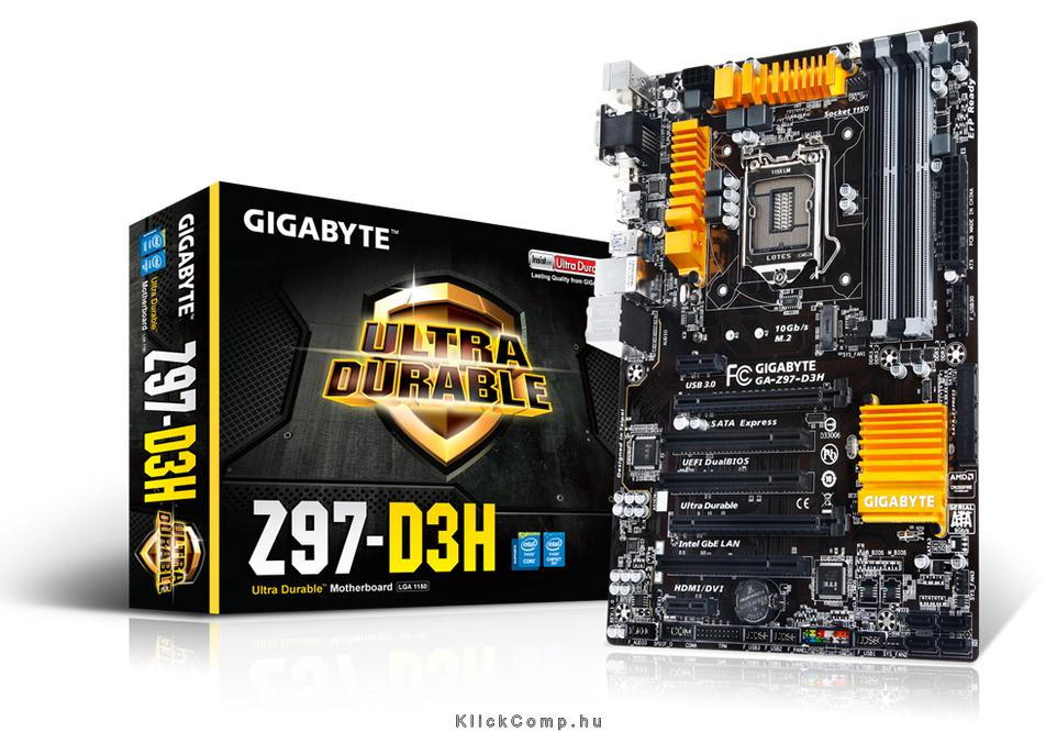 Eladó Már csak volt!!! Alaplap Z97-D3H skt1150 Z97 4xDDR3 3100MHz RAID 2xPCI-E 1xGBE LAN 6xSATA3 8xUSB2 - olcsó, Új Eladó Már csak volt!!! - Miskolc ( Borsod-Abaúj-Zemplén ) fotó