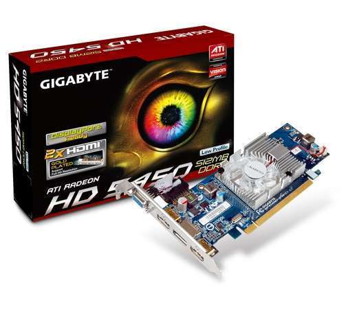 Eladó Már csak volt!!! Gigabyte PCI-E AMD HD5450 (512MB DDR2, 64bit, 650 800MHz, DP, DVI, 2xHDMI, Low P - olcsó, Új Eladó Már csak volt!!! - Miskolc ( Borsod-Abaúj-Zemplén ) fotó
