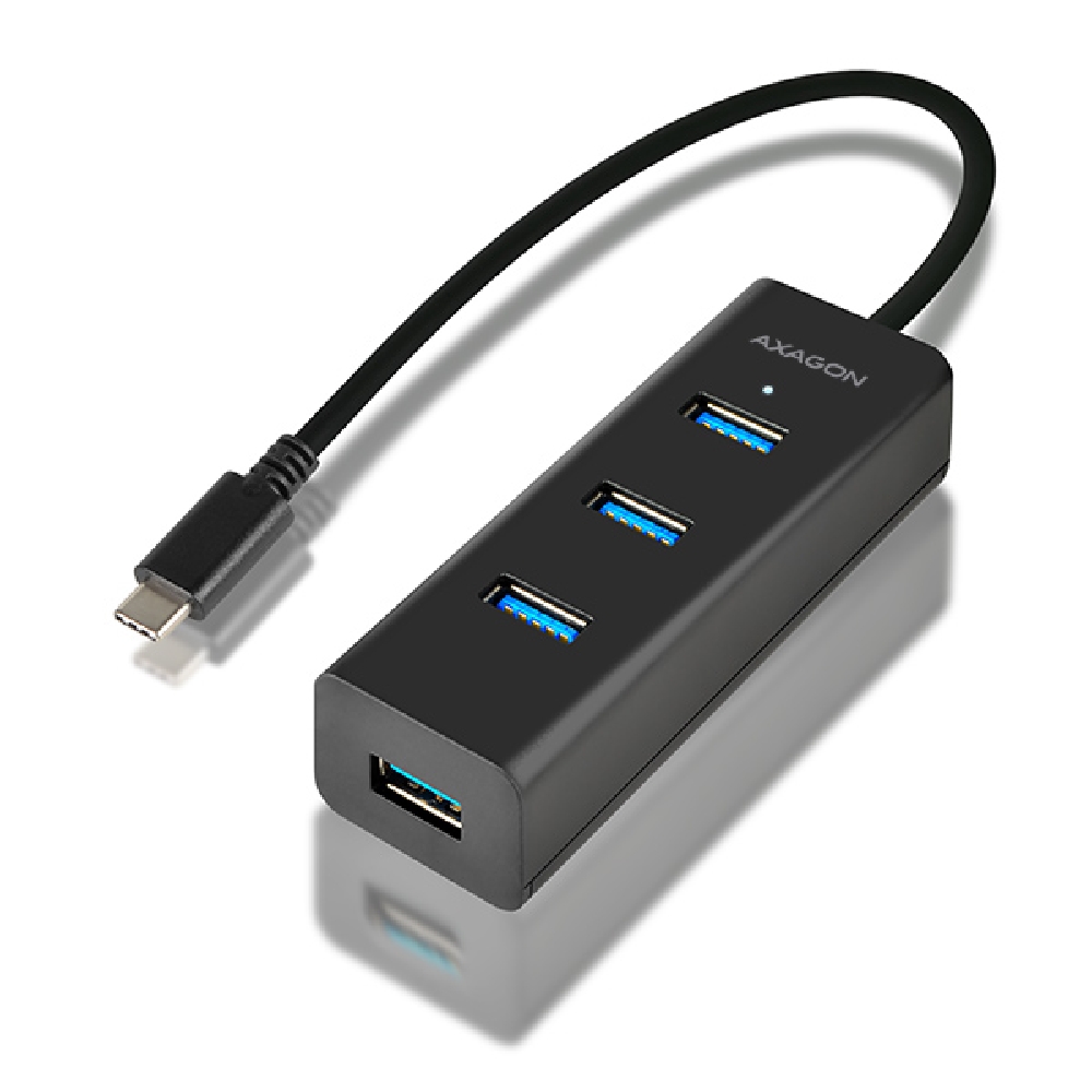 Eladó 4 port USB Hub USB-C, 4db USB-A 3,2  gyorstöltéssel fekete AXAGON - olcsó, Új Eladó - Miskolc ( Borsod-Abaúj-Zemplén ) fotó