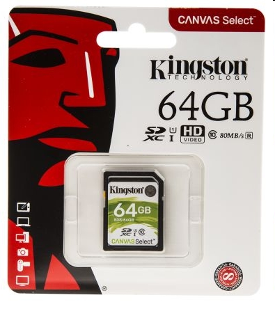 Eladó Már csak volt!!! Memória-kártya 64GB SD (SDXC Class 10 UHS-I) Kingston Canvas Select 80R SDS 64GB - olcsó, Új Eladó Már csak volt!!! - Miskolc ( Borsod-Abaúj-Zemplén ) fotó