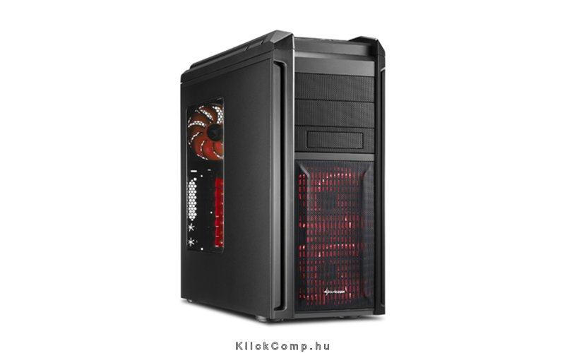 Eladó Már csak volt!!! Sharkoon Számítógépház - Tauron (fekete; vörös belső; ATX,mATX; alsó táp; 3x120m - olcsó, Új Eladó Már csak volt!!! - Miskolc ( Borsod-Abaúj-Zemplén ) fotó