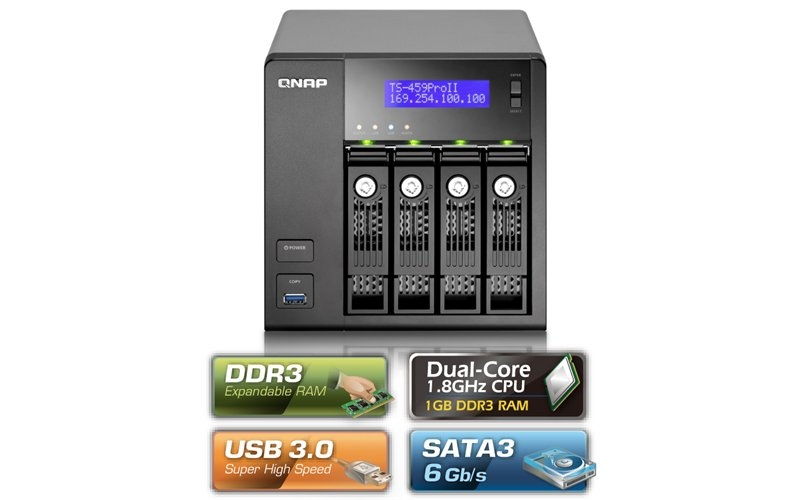Eladó Már csak volt!!! QNAP TS-459 PRO II (NAS, 4 HDD hely, Olvasás: 116MB s, Írás: 112MB s, SATA, 2x R - olcsó, Új Eladó Már csak volt!!! - Miskolc ( Borsod-Abaúj-Zemplén ) fotó