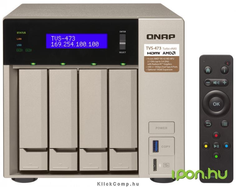 Eladó Már csak volt!!! NAS 4 HDD hely SATA 4x RJ-45 4xUSB3.0 2xUSB3.1 HDMI QNAP TVS-473-8G - olcsó, Új Eladó Már csak volt!!! - Miskolc ( Borsod-Abaúj-Zemplén ) fotó