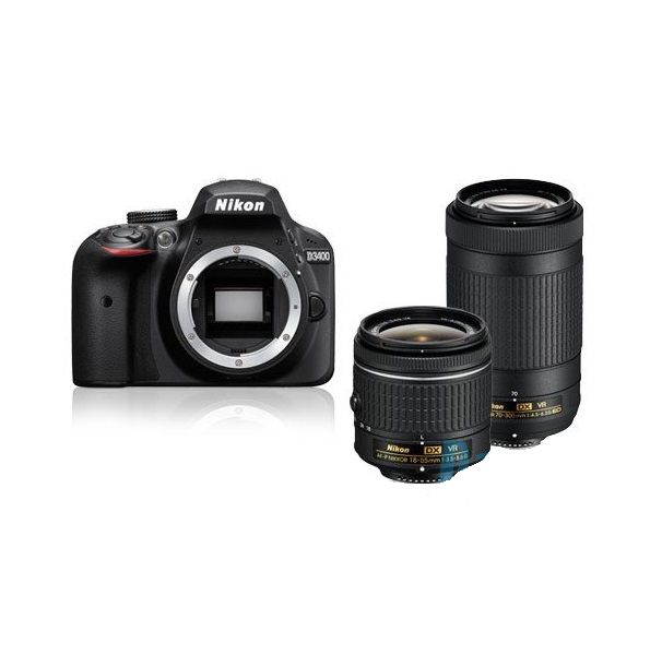 Eladó Már csak volt!!! Nikon D3400 Plus AF-P DX 18–55VR Plus AF-P DX 70-300VR fekete digitális tükörref - olcsó, Új Eladó Már csak volt!!! - Miskolc ( Borsod-Abaúj-Zemplén ) fotó